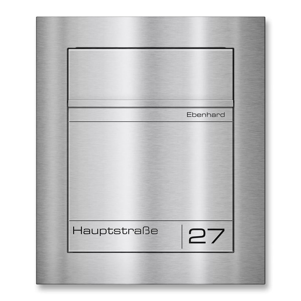 Metzler Briefkasten Unterputz | personalisiert mit Gravur | Edelstahl-Namensschild | Hugo 2