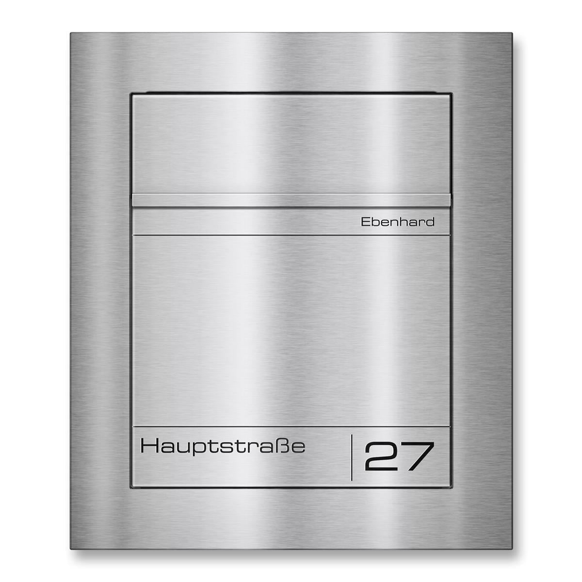 Metzler Briefkasten Unterputz | personalisiert mit Gravur | Edelstahl-Namensschild | Hugo 2