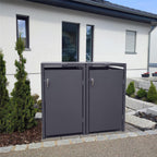 Metzler Mülltonnenbox | 2er | 240l | aus Stahl | rostfrei & massiv | Türgriff mit Schloss