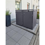 Metzler Mülltonnenbox | 2er | 240l | aus Stahl | rostfrei & massiv | Türgriff mit Schloss