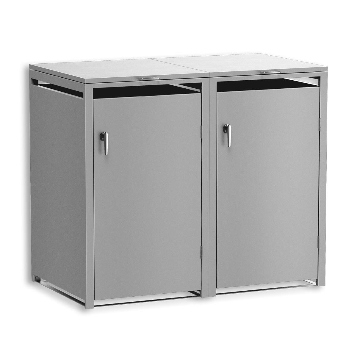 Metzler Mülltonnenbox | 2er | 240l | aus Stahl | rostfrei & massiv | Türgriff mit Schloss