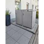Metzler Mülltonnenbox | 2er | 240l | aus Stahl | rostfrei & massiv | Türgriff mit Schloss