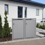 Metzler Mülltonnenbox | 2er | 240l | aus Stahl | rostfrei & massiv | Türgriff mit Schloss