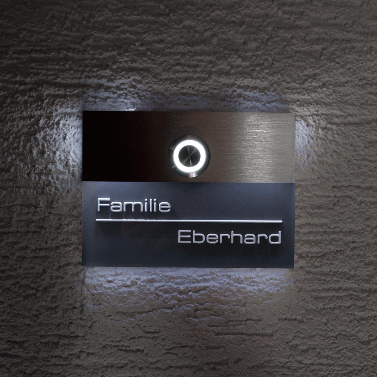 Moderne Türklingel aus Edelstahl mit LED-Beleuchtung
