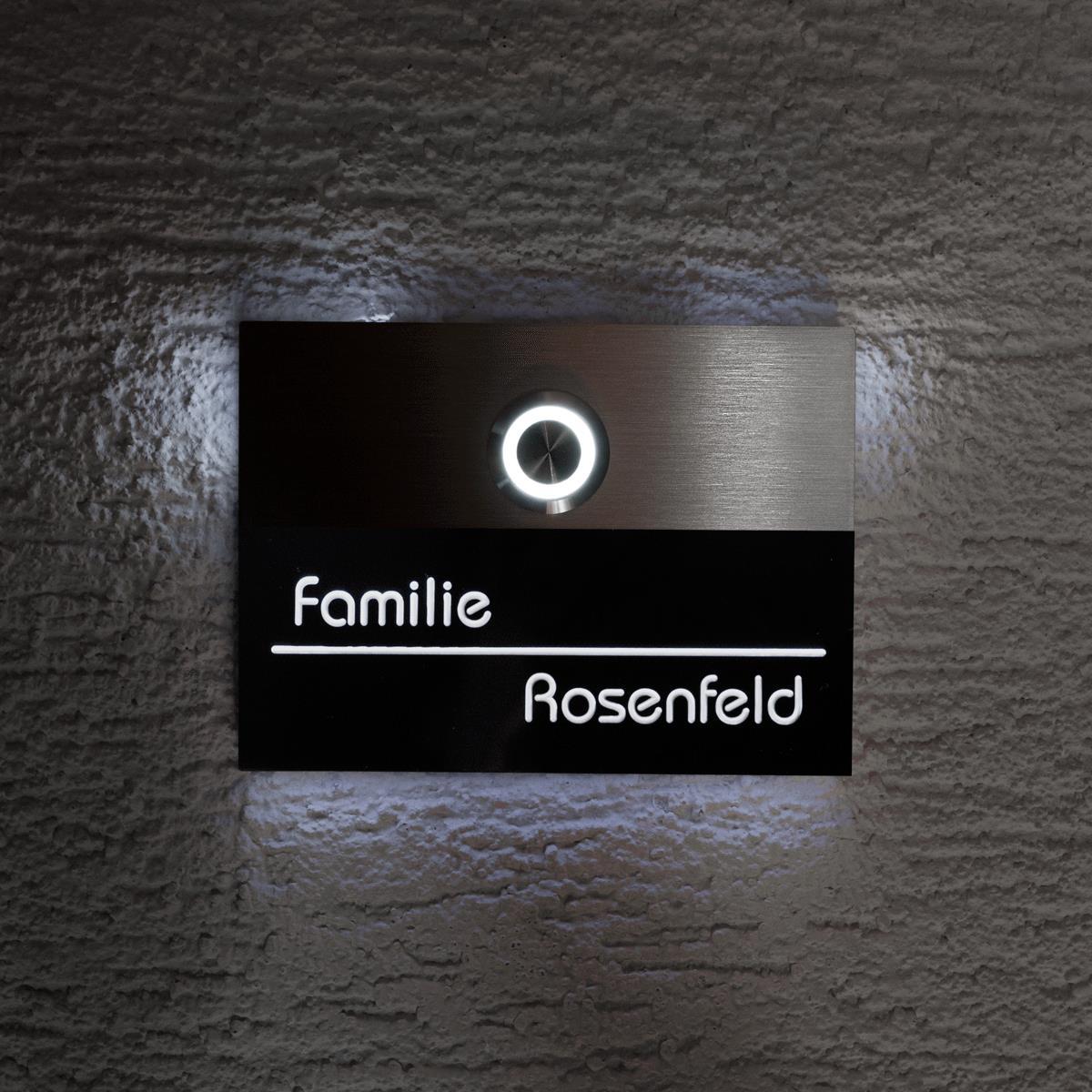 Moderne Türklingel aus Edelstahl mit LED-Beleuchtung