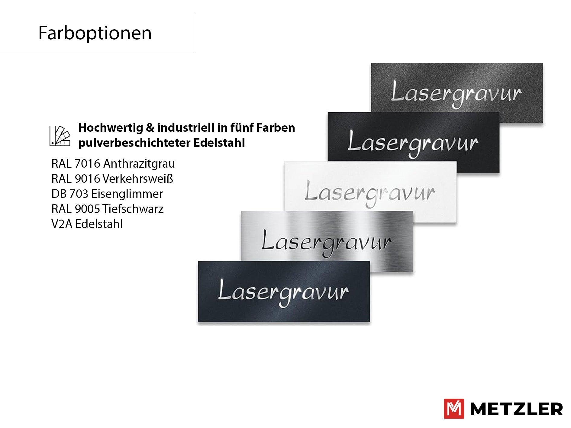 Metzler Namensschild Briefkastenschild aus Edelstahl | 8,5 x 3 cm