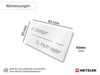 Metzler Namensschild Briefkastenschild aus Edelstahl | 8,5 x 3 cm