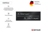 Metzler Namensschild Briefkastenschild aus Edelstahl | 8,5 x 3 cm