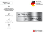 Metzler Namensschild Briefkastenschild aus Edelstahl | 8,5 x 3 cm