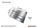 Metzler Namensschild Briefkastenschild aus Edelstahl | 8,5 x 3 cm