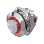 Metzler - Drucktaster 12mm - LED Ringbeleuchtung Rot - IP67 IK10 - Edelstahl - Hervorstehend - Lötkontakte