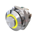 Metzler - Drucktaster 12mm - LED Ringbeleuchtung Gelb - IP67 IK10 - Edelstahl - Hervorstehend - Lötkontakte