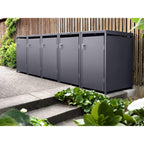 Metzler Mülltonnenbox | 5er | 240l | aus Stahl | rostfrei & massiv | Türgriff mit Schloss