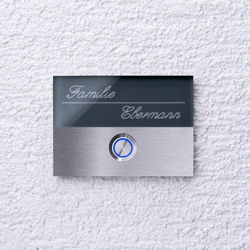 Design Türklingel aus Edelstahl mit LED RAL7001