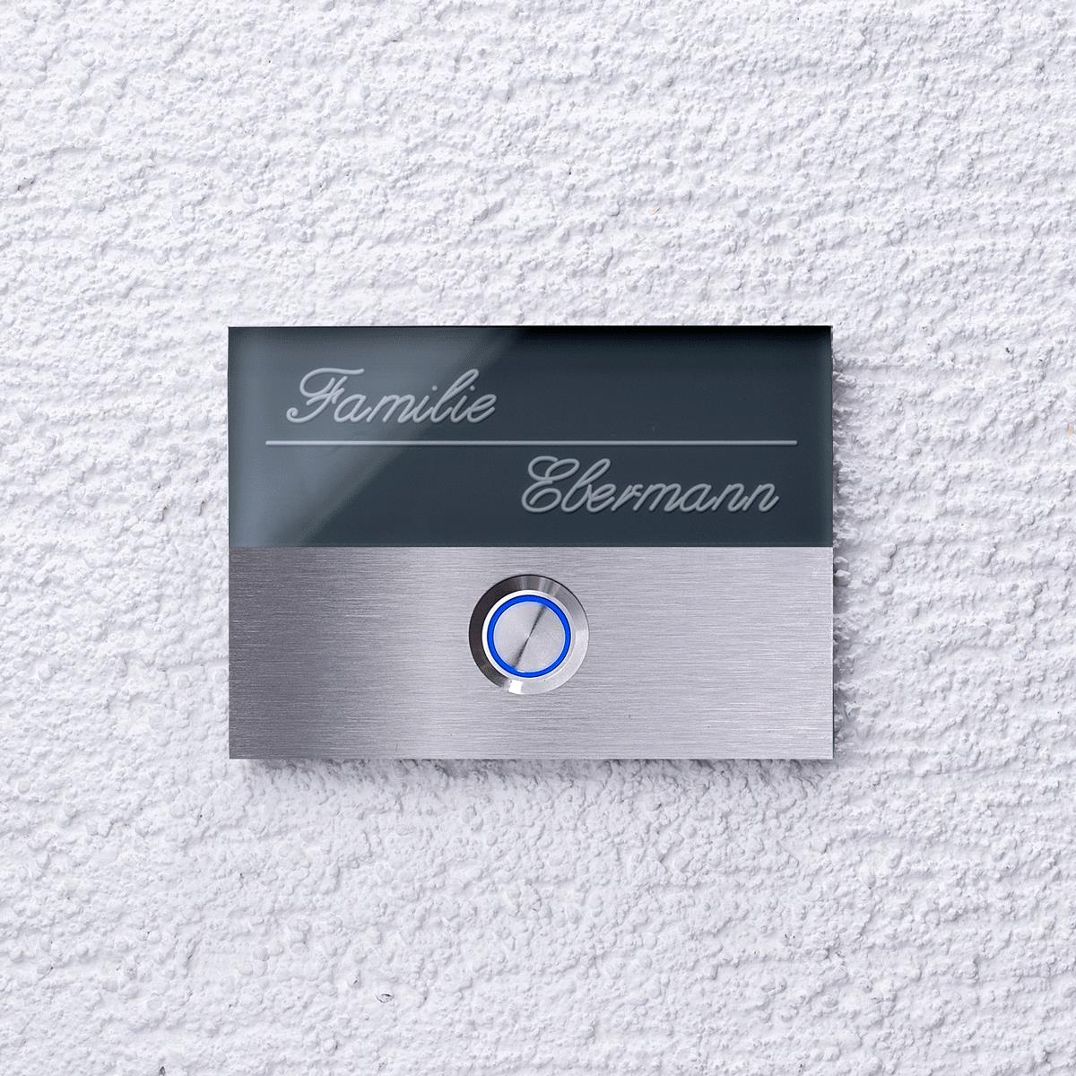 Design Türklingel aus Edelstahl mit LED RAL7001