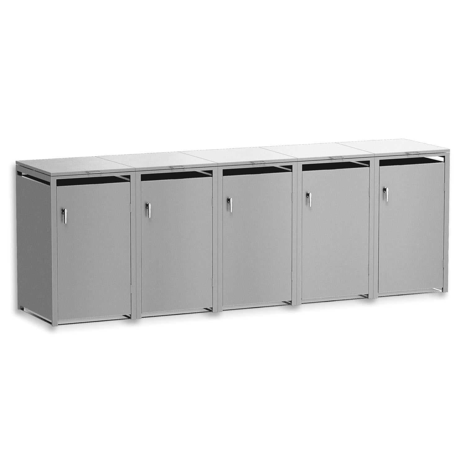 Metzler Mülltonnenbox | 5er | 240l | aus Stahl | rostfrei & massiv | Türgriff mit Schloss