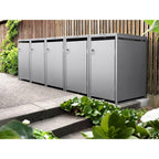Metzler Mülltonnenbox | 5er | 240l | aus Stahl | rostfrei & massiv | Türgriff mit Schloss