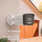 HiLook by HIKVISION 4K Überwachungskamera-Set | 4* 4K Bullet Kamera | Smart Hybrid Light | NVR 8-CH | 2 TB HDD | Smartphone App