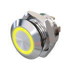 Metzler - Drucktaster 12mm - LED Ringbeleuchtung Gelb - IP67 IK10 - Edelstahl - Flach - Lötkontakte
