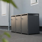 Metzler Mülltonnenbox | 3er | 240l | aus Stahl | rostfrei & massiv | Türgriff mit Schloss