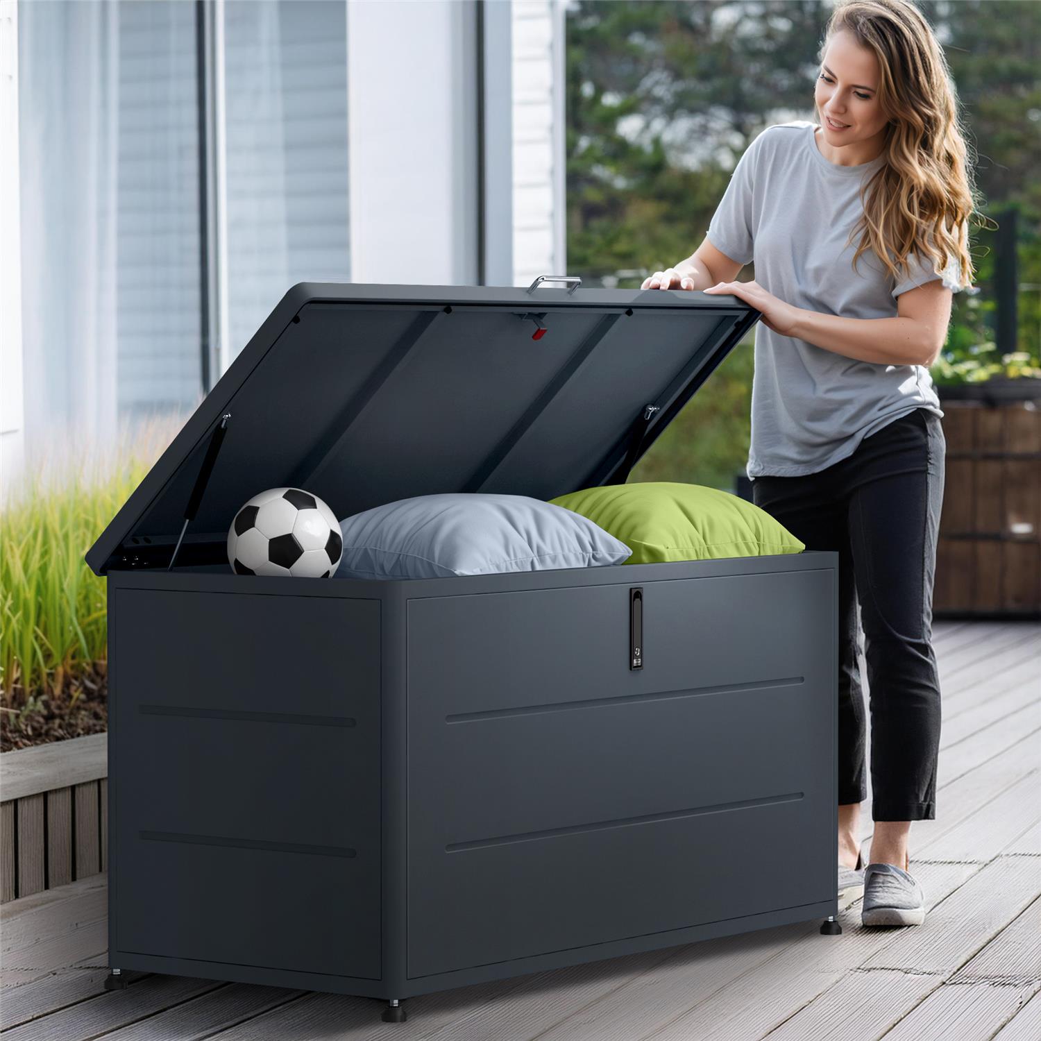 Metzler Gartenbox | Aufbewahrungsbox für den Außenbereich | Pulverbeschichtet in RAL 7016 Anthrazit