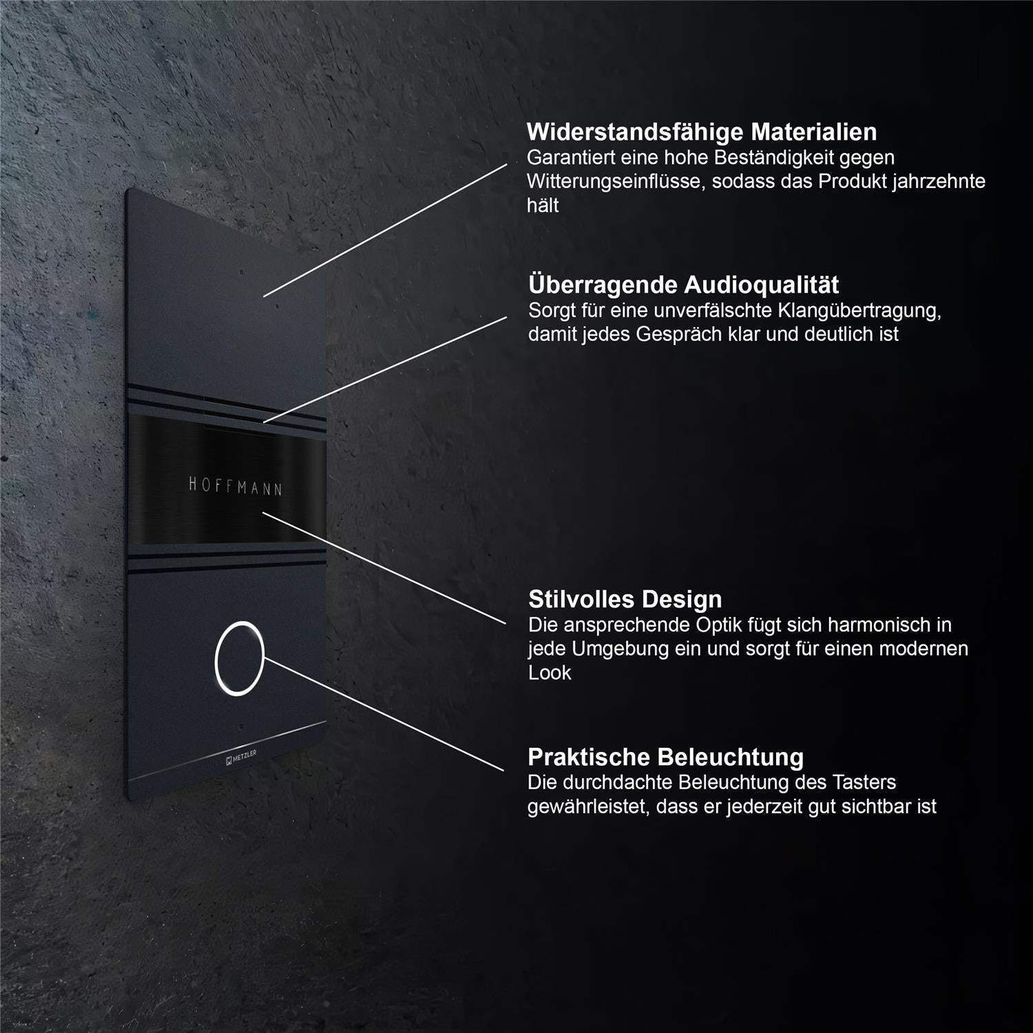 Metzler ADM10 Audio-Türsprechanlage | 1 Klingeltaster | RAL 7016 Anthrazit | Dominik