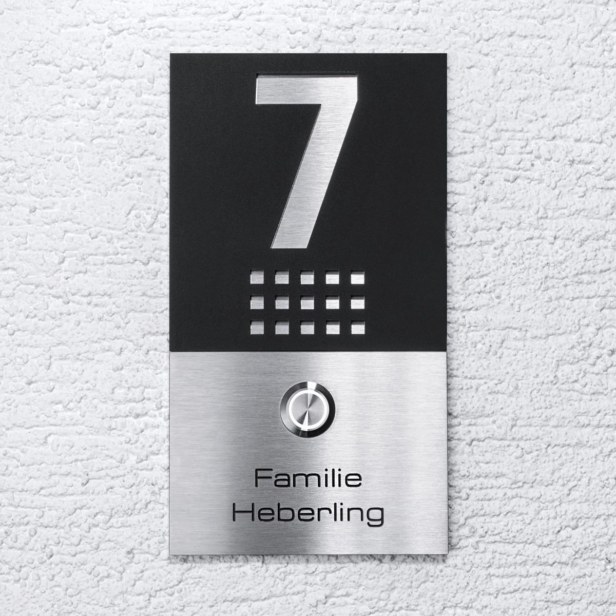 Moderne Edelstahl LED Türklingel und Hausnummer