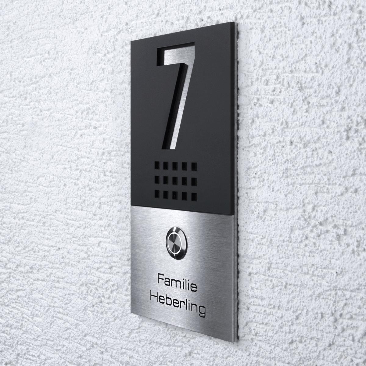 Moderne Edelstahl LED Türklingel und Hausnummer
