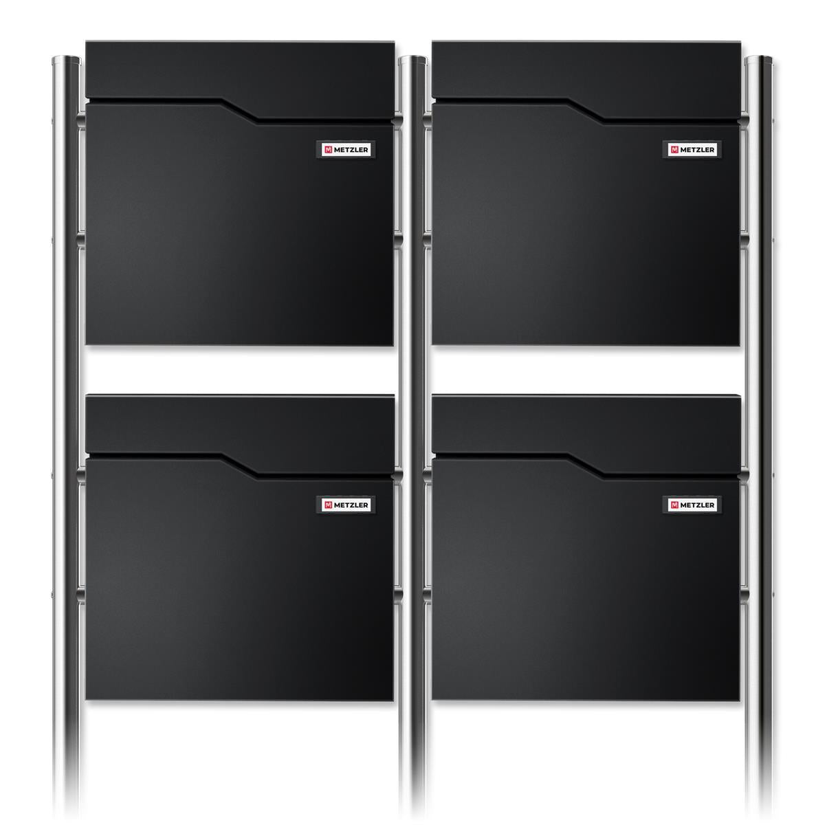 Metzler Standbriefkasten Mehrfamilienhaus | 4er | mit austauschbarem Namensschild