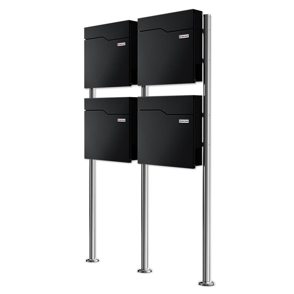 Metzler Standbriefkasten Mehrfamilienhaus | 4er | mit austauschbarem Namensschild