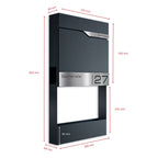 Metzler Briefkasten mit Blumenkasten | personalisiert mit Gravur | Edelstahl-Namensschild | Siebert Frame J