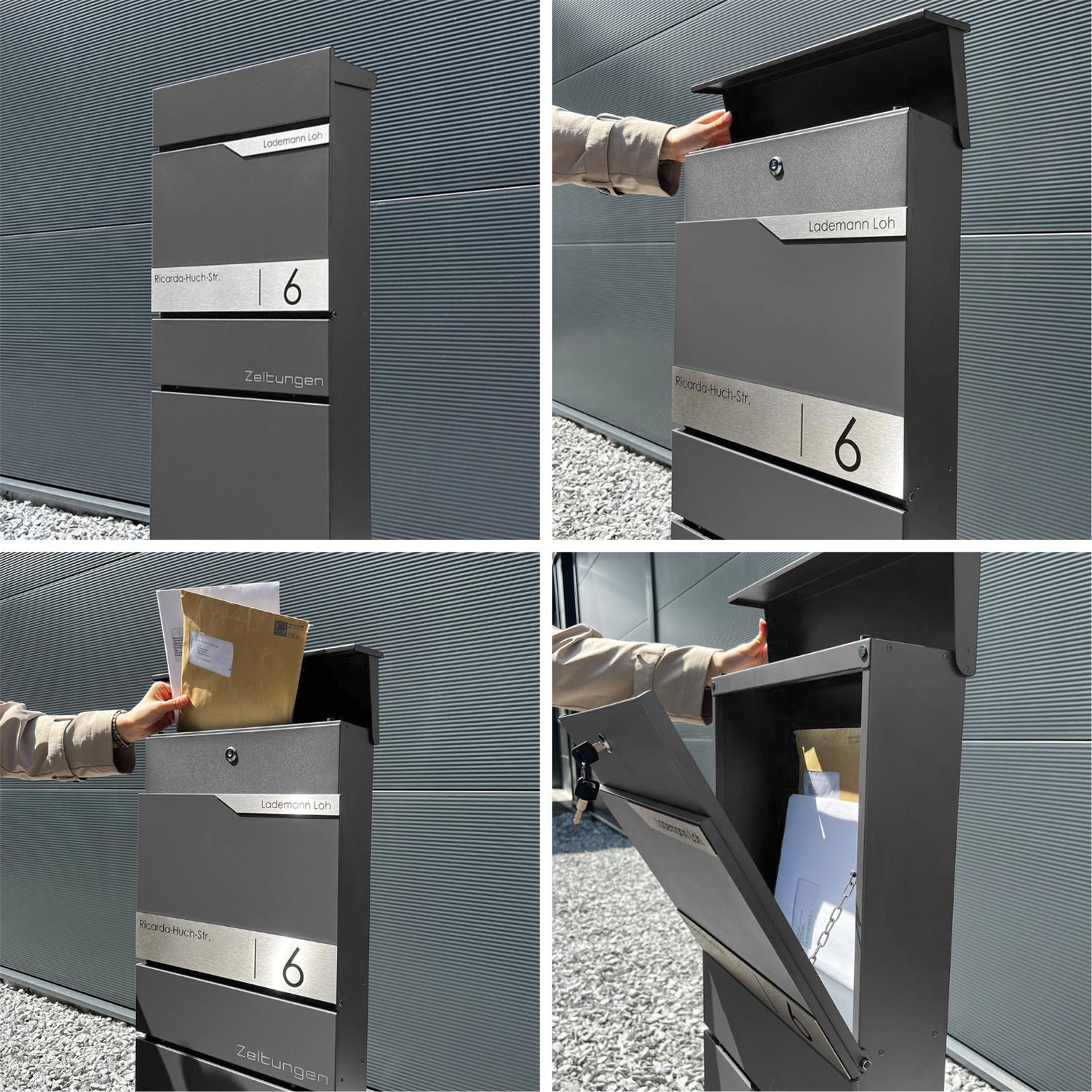 Metzler Standbriefkasten mit Zeitungsfach aus hochwertigem Stahl | Alves