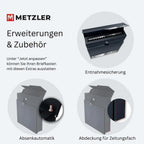 Metzler Briefkasten mit zwei Edelstahl-Namensschildern | personalisiert mit Gravur | Albrecht