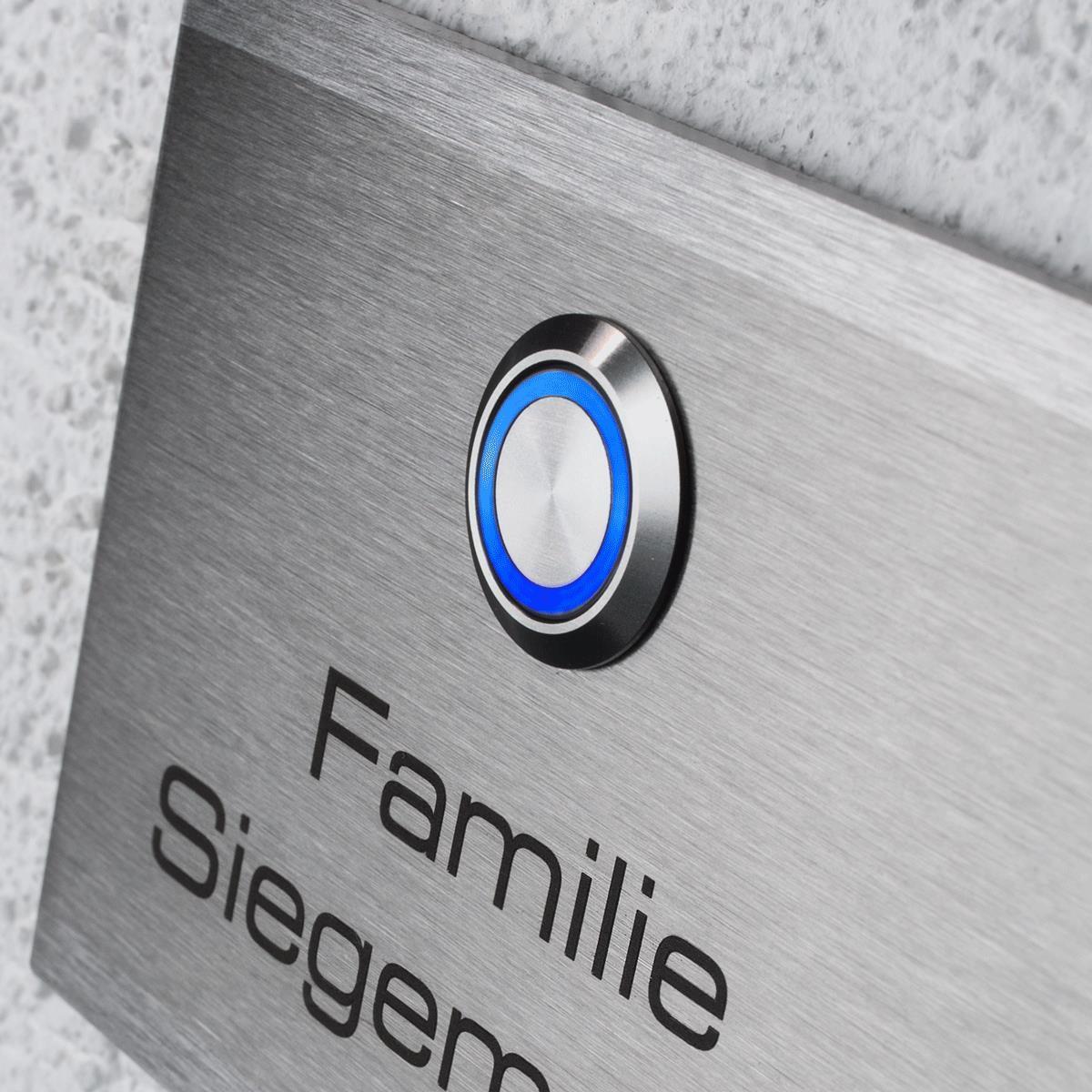 Metzler Türklingel Edelstahl Klingeltaster LED optional wählbare Größen Modell Heidi