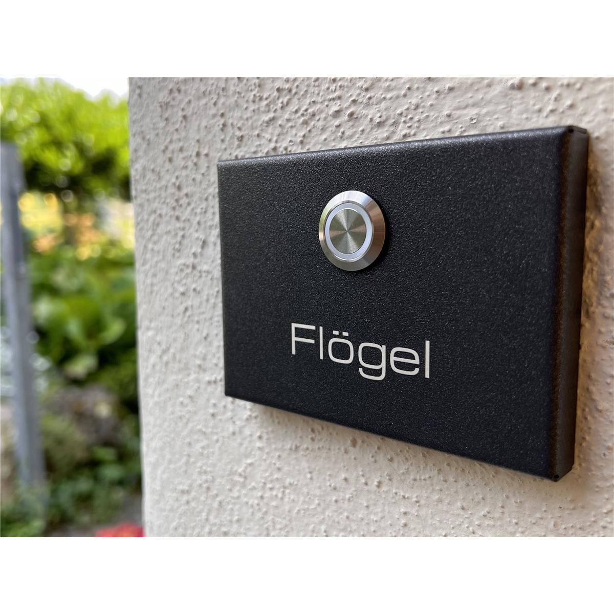Metzler Aufputz Türklingel | personalisiert mit Gravur | Edelstahl-Taster mit LED | Vitus