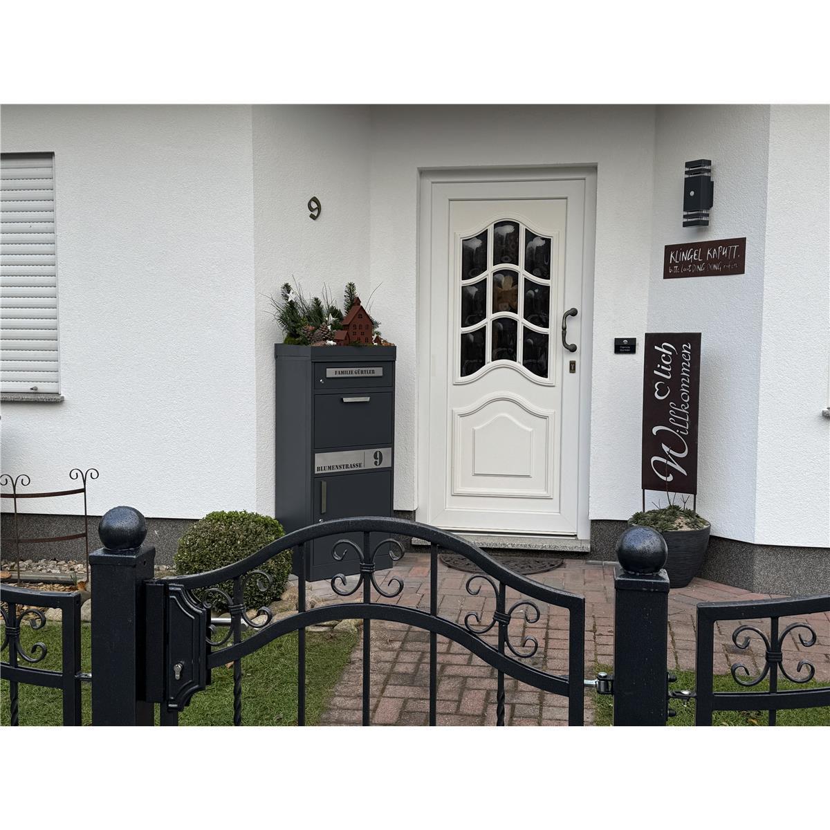 Metzler Pflanzdach für Paketbox | Anthrazit RAL 7016 | Dachbegrünung für Paketbriefkasten | für Modellreihe Bispo
