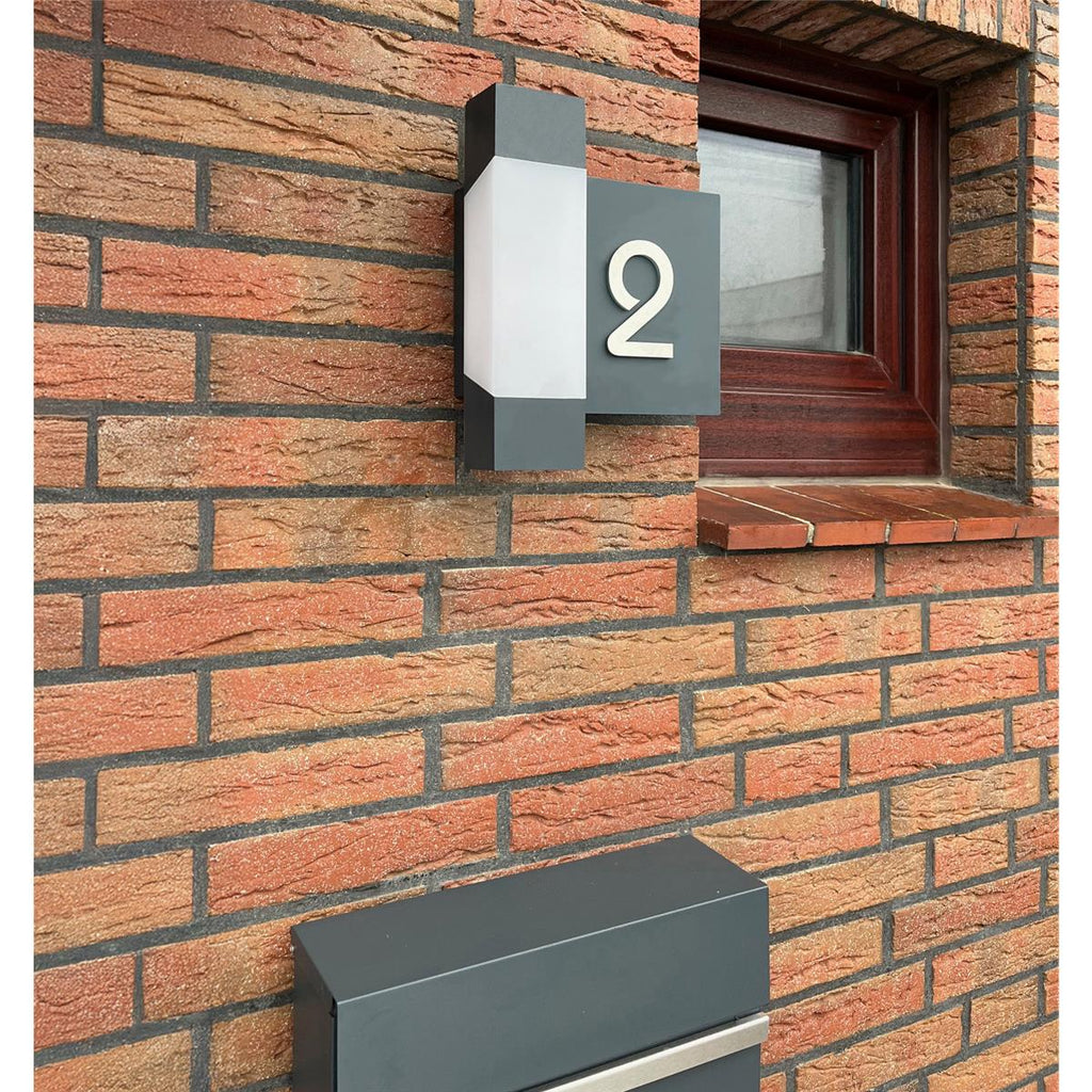 LED Außenleuchte | Anthrazit | Edelstahl Hausnummernschild | Steinbach