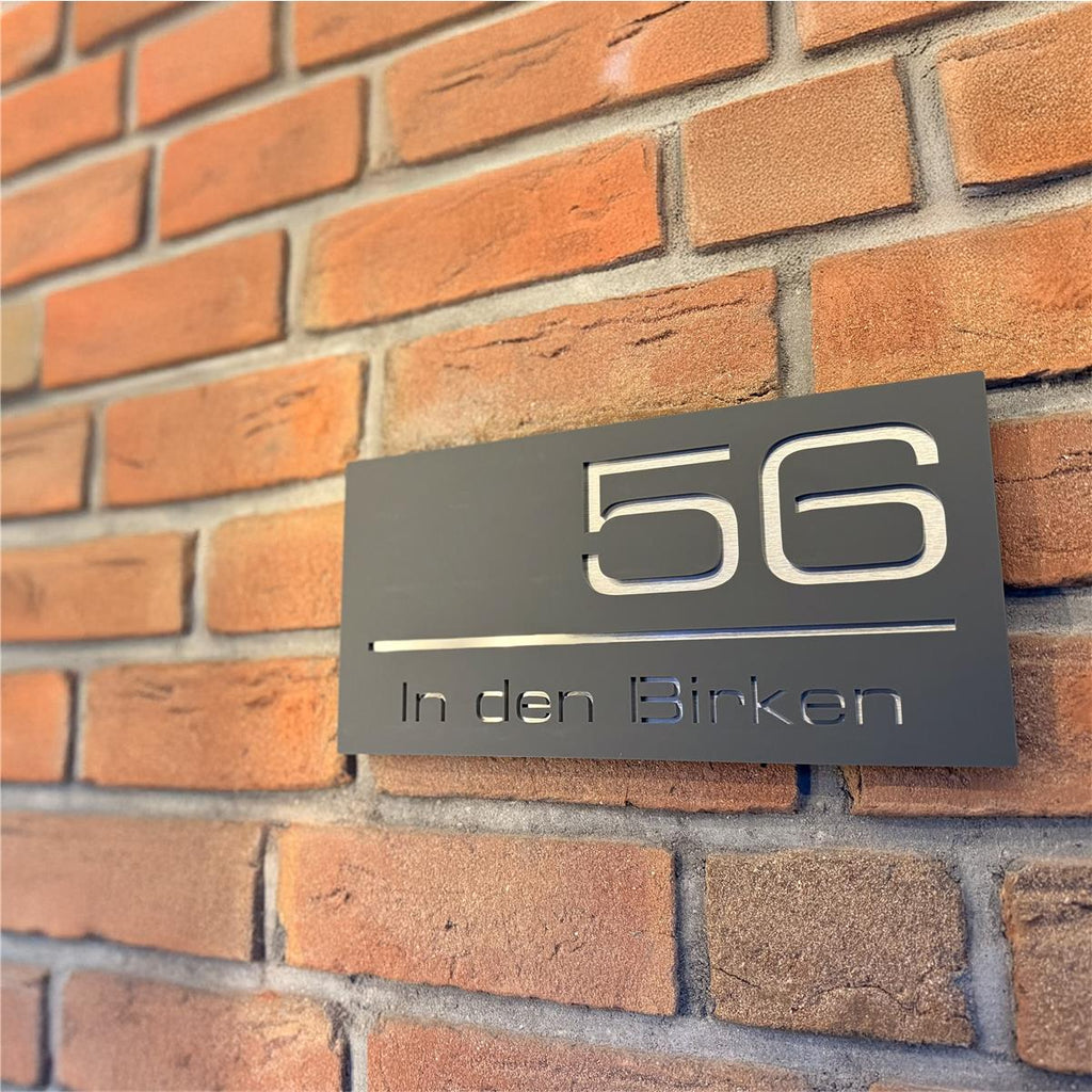 3D-Hausnummernschild aus Edelstahl in Anthrazit