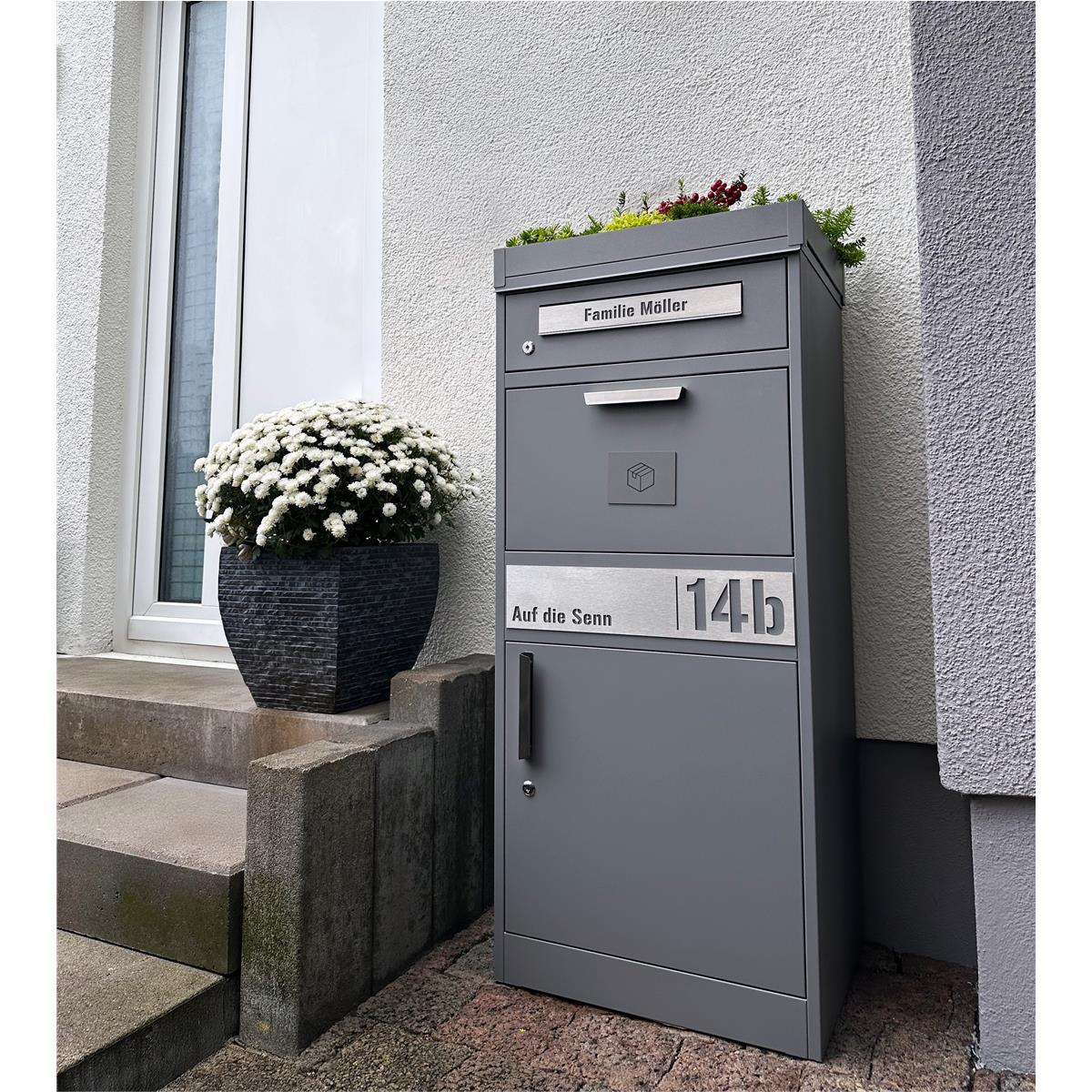 Metzler Edelstahlschild mit Paketsymbol für Paketboxen