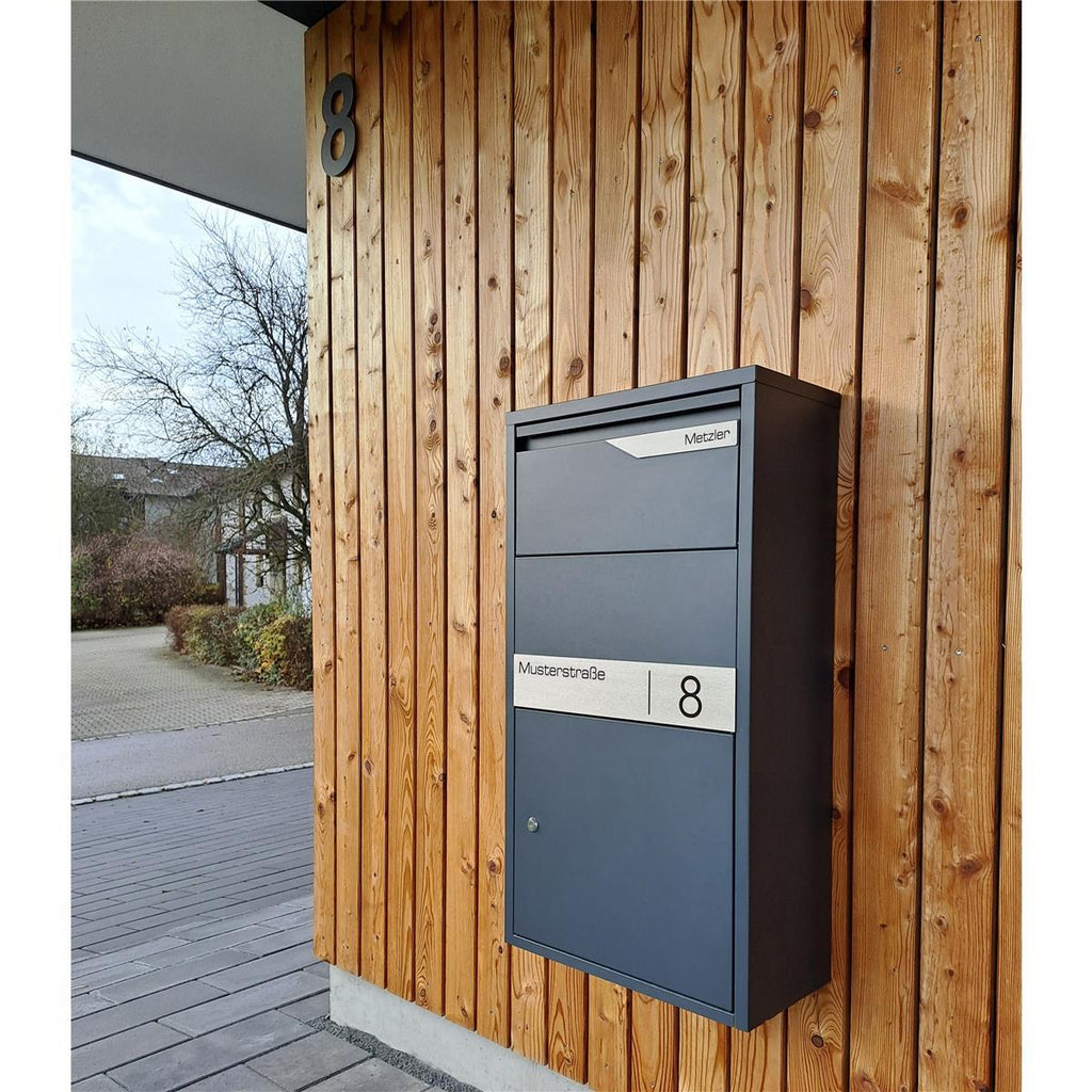 Metzler Paketbox | personalisiert mit Gravur | Edelstahl-Namensschild | rostfrei & massiv | Avalon 2