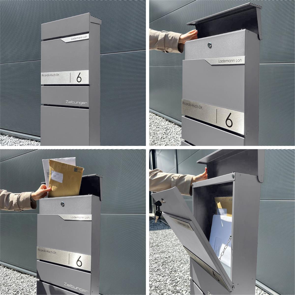 Metzler Standbriefkasten mit Zeitungsfach aus hochwertigem Stahl | Alves