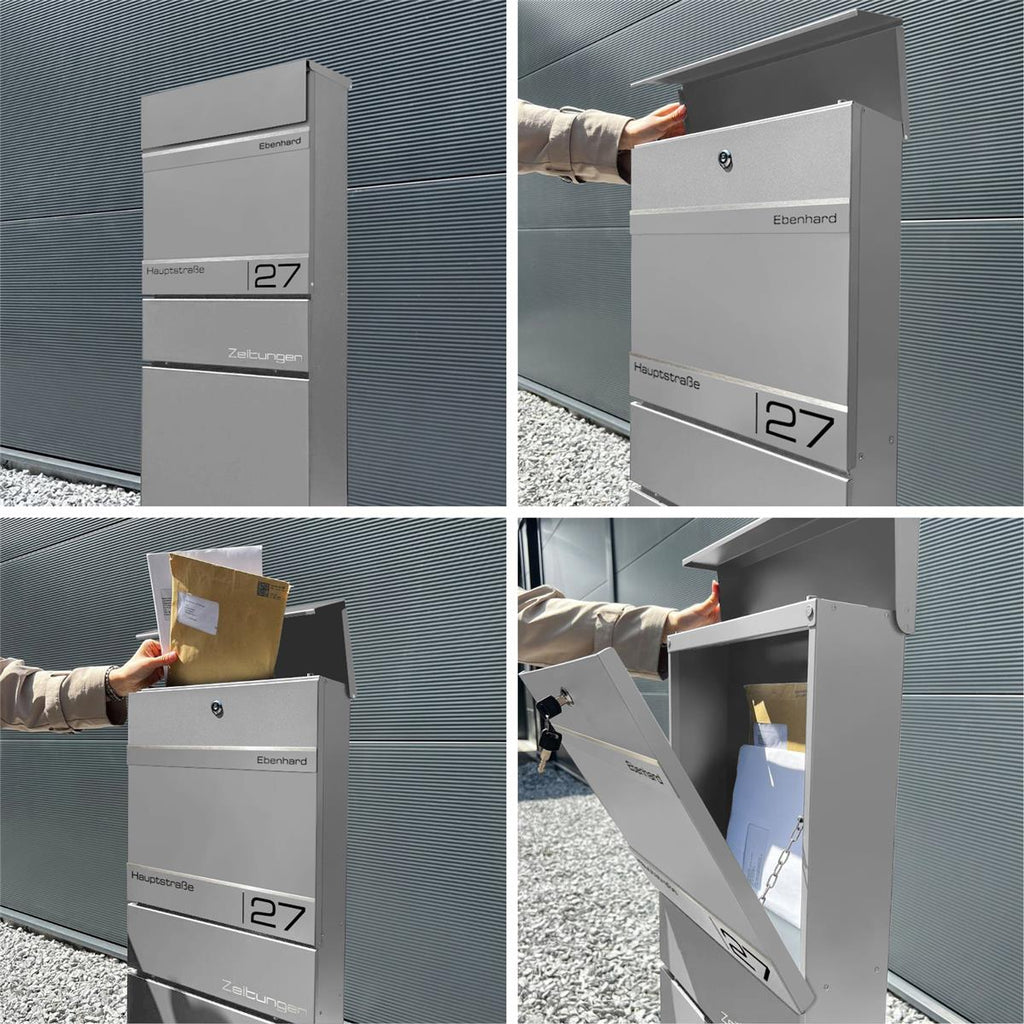Metzler Standbriefkasten mit Zeitungsfach aus hochwertigem Stahl | Alves 2