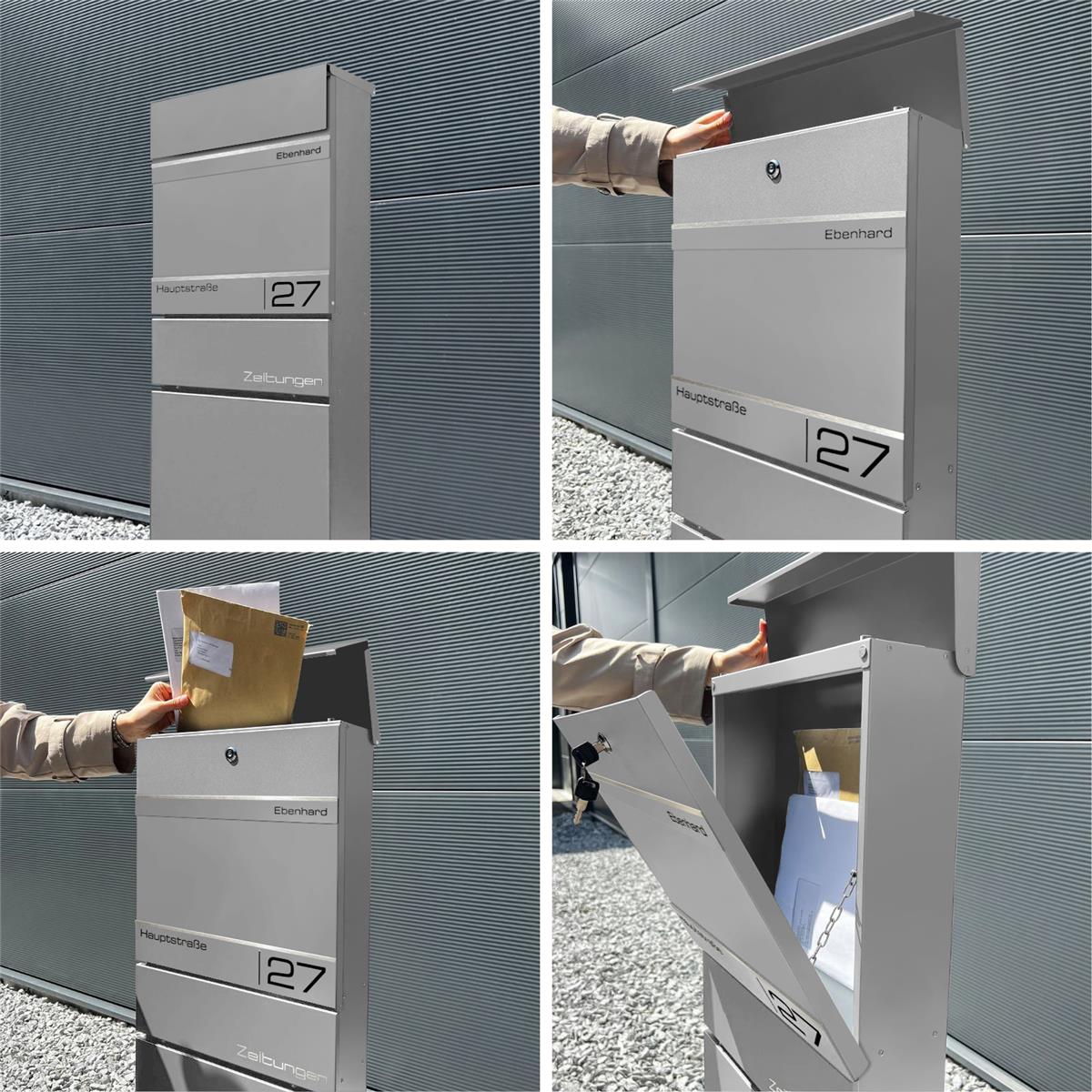 Metzler Standbriefkasten mit Zeitungsfach aus hochwertigem Stahl | Alves 2