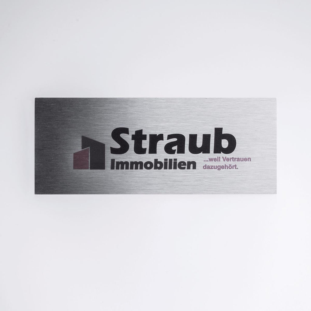 Firmenschild aus Edelstahl 85x30mm