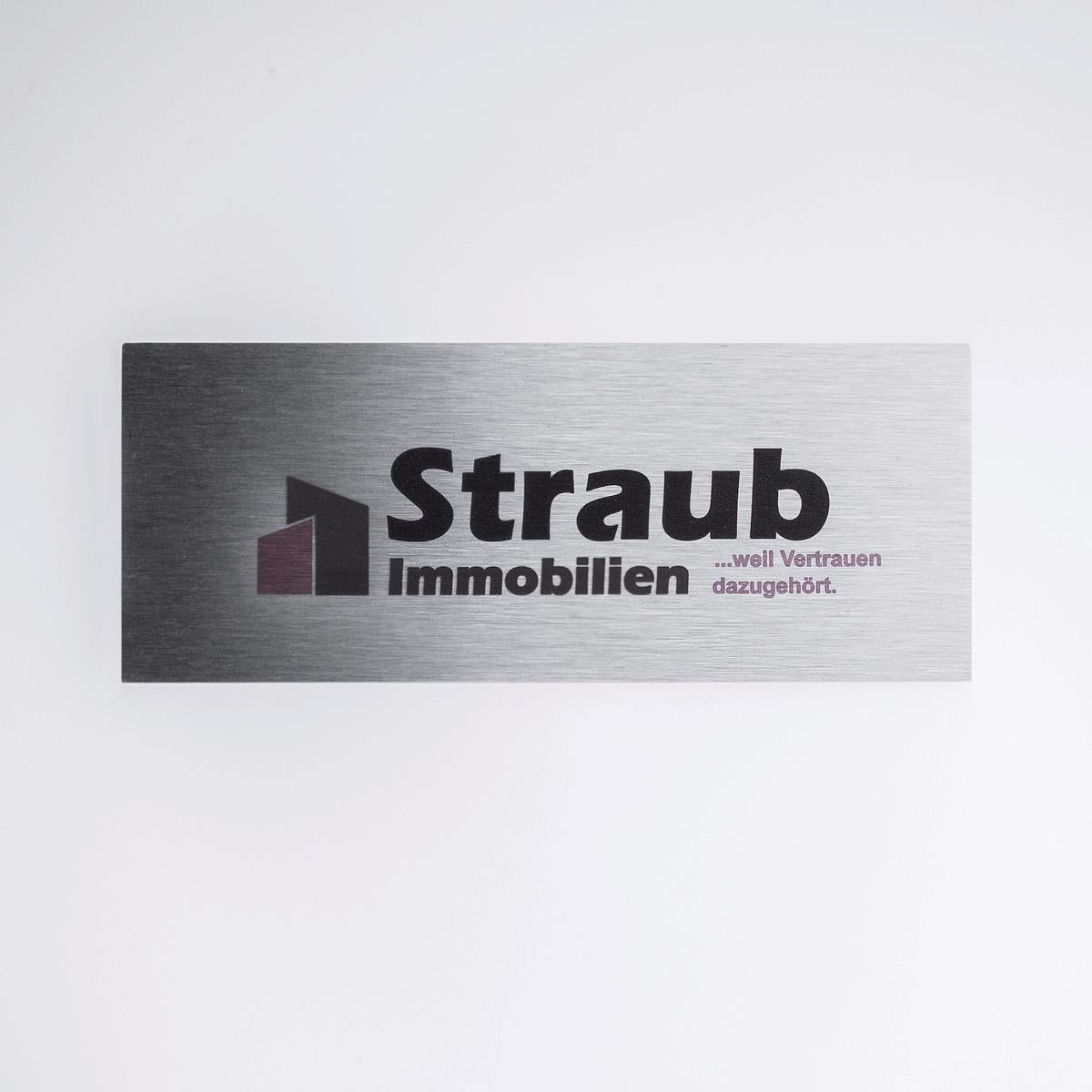 Firmenschild aus Edelstahl 85x30mm