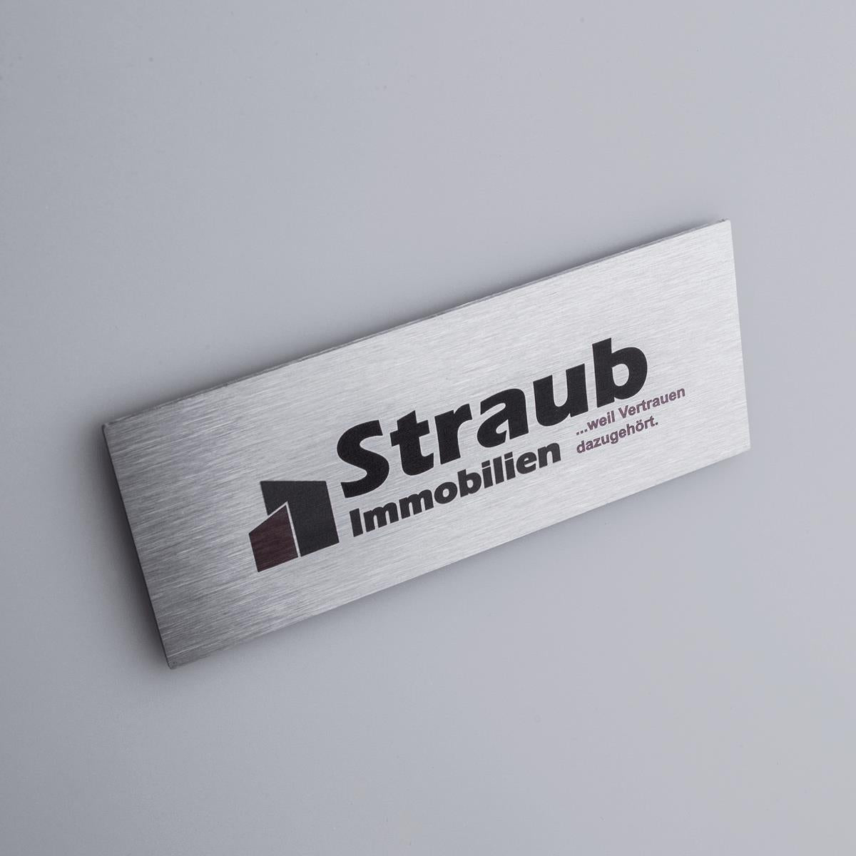Firmenschild aus Edelstahl 85x30mm