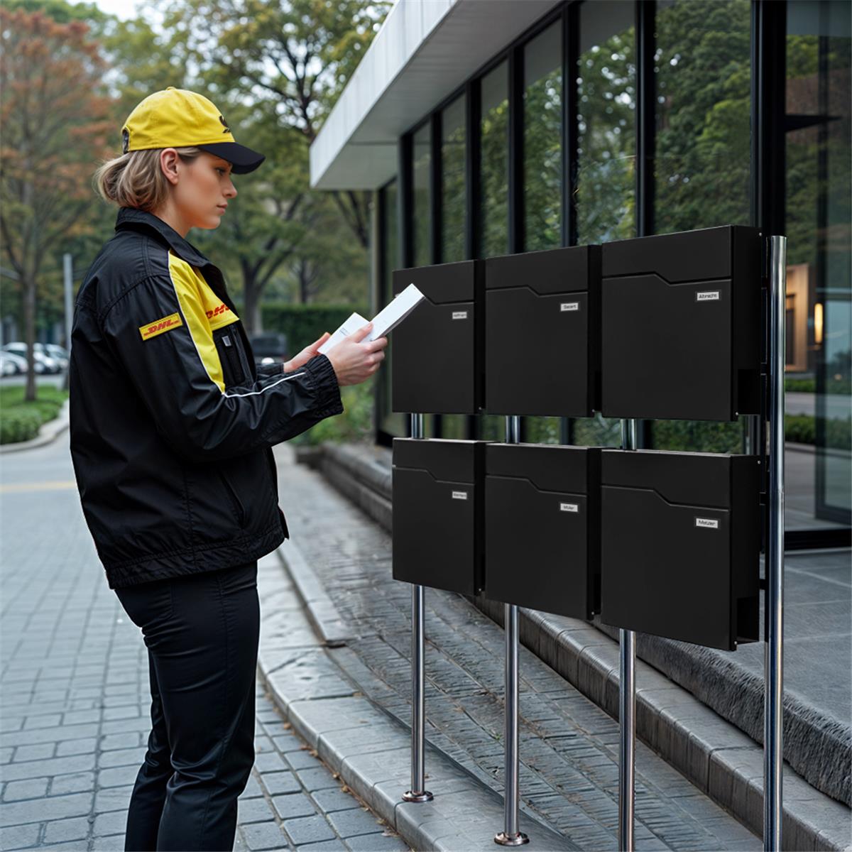 Metzler Standbriefkasten Mehrfamilienhaus | 6er | mit austauschbarem Namensschild