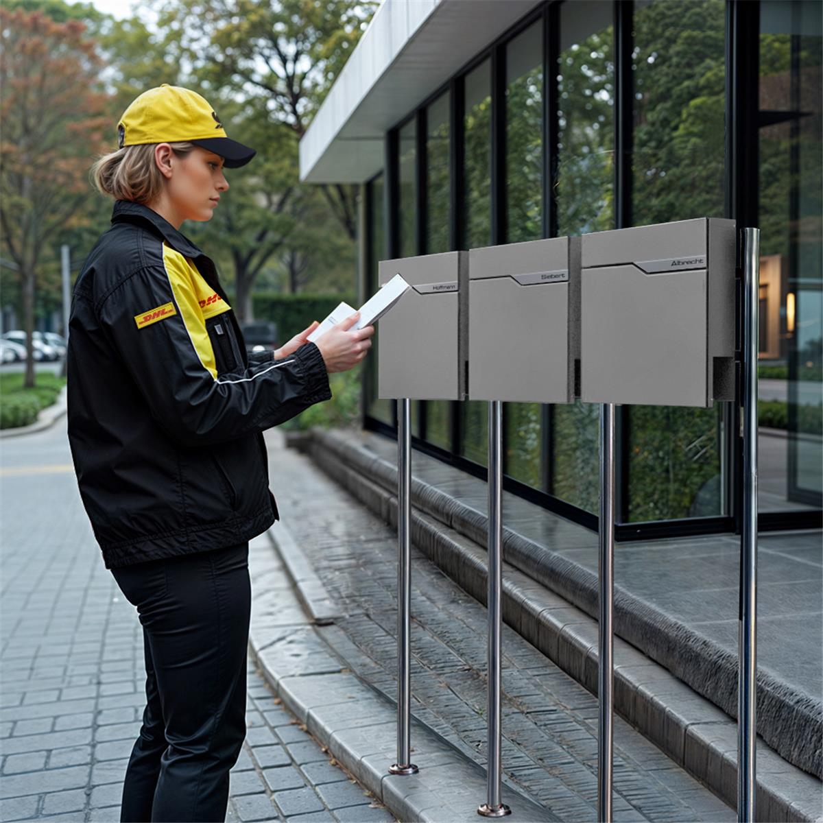 Metzler Standbriefkasten Mehrfamilienhaus | 3er | personalisiert mit Gravur