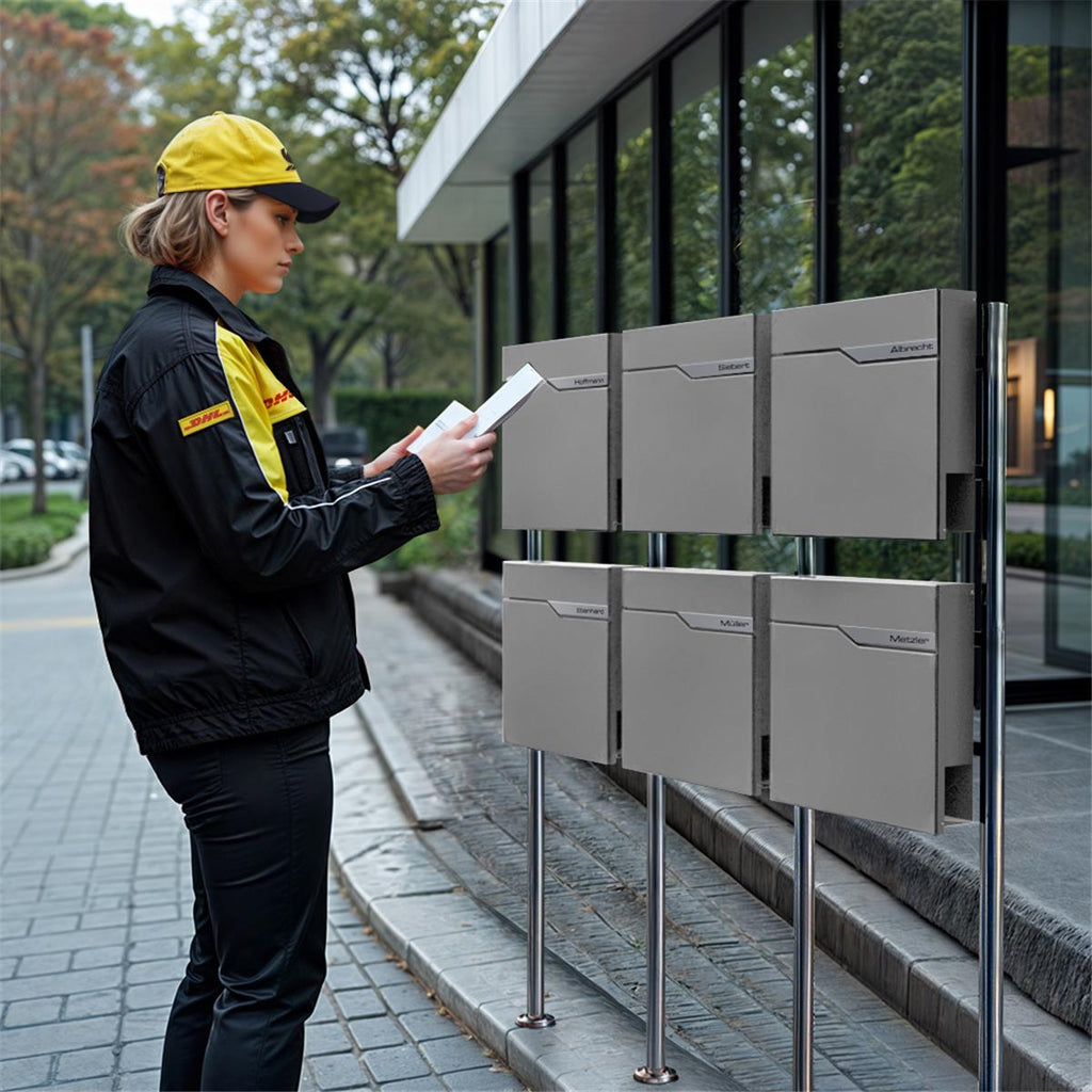 Metzler Standbriefkasten Mehrfamilienhaus | 6er | personalisiert mit Gravur