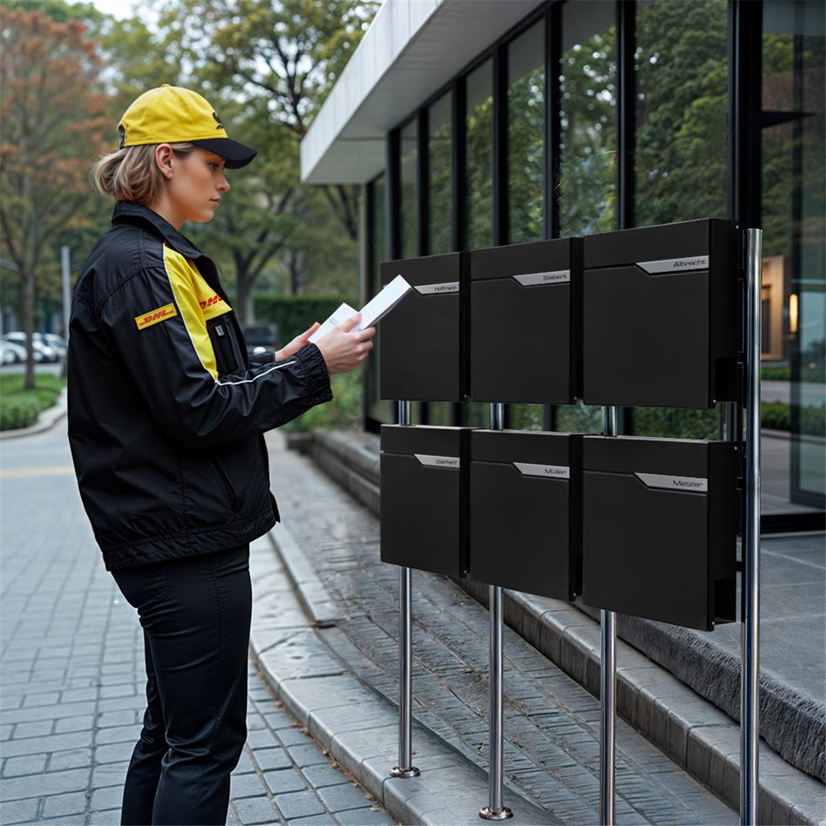 Metzler Standbriefkasten Mehrfamilienhaus | 6er | personalisiert mit Gravur